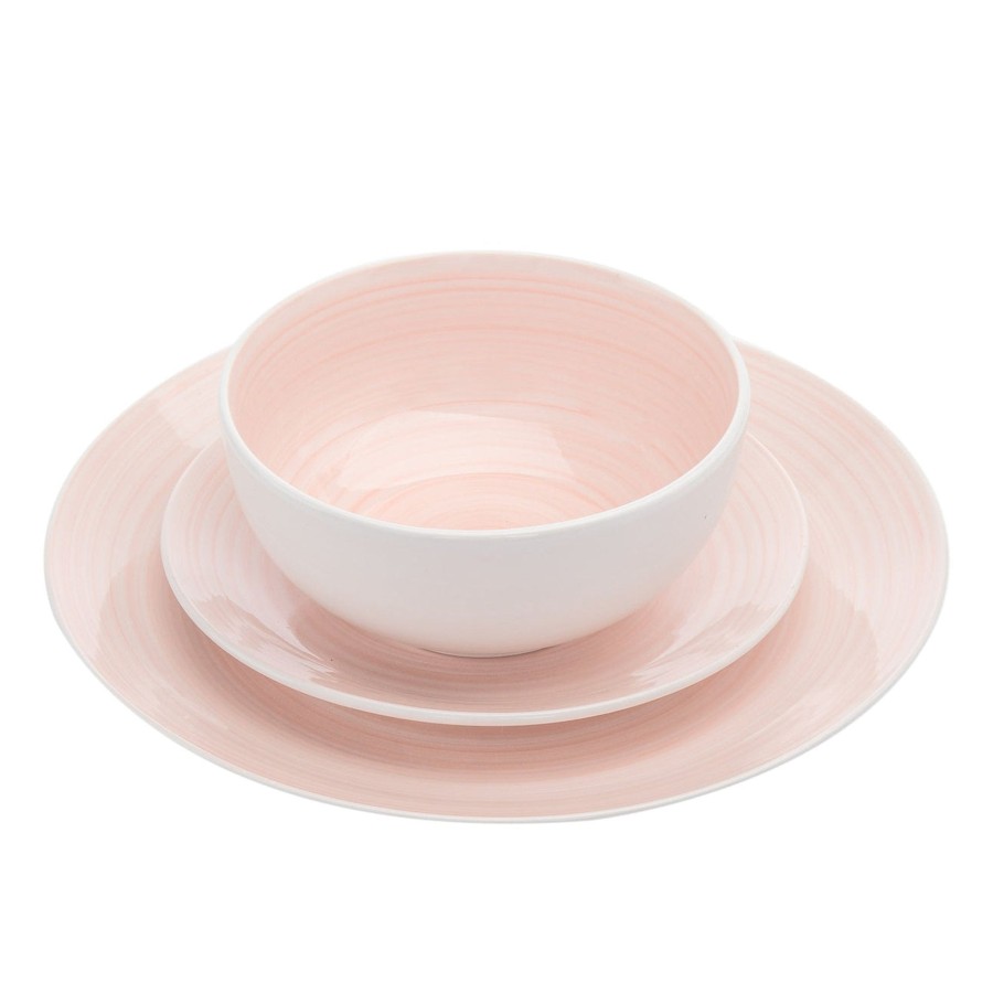 Dining Godinger | Spiral Pink Porcelain 12 Piece Dinnerware Set, Service For 4