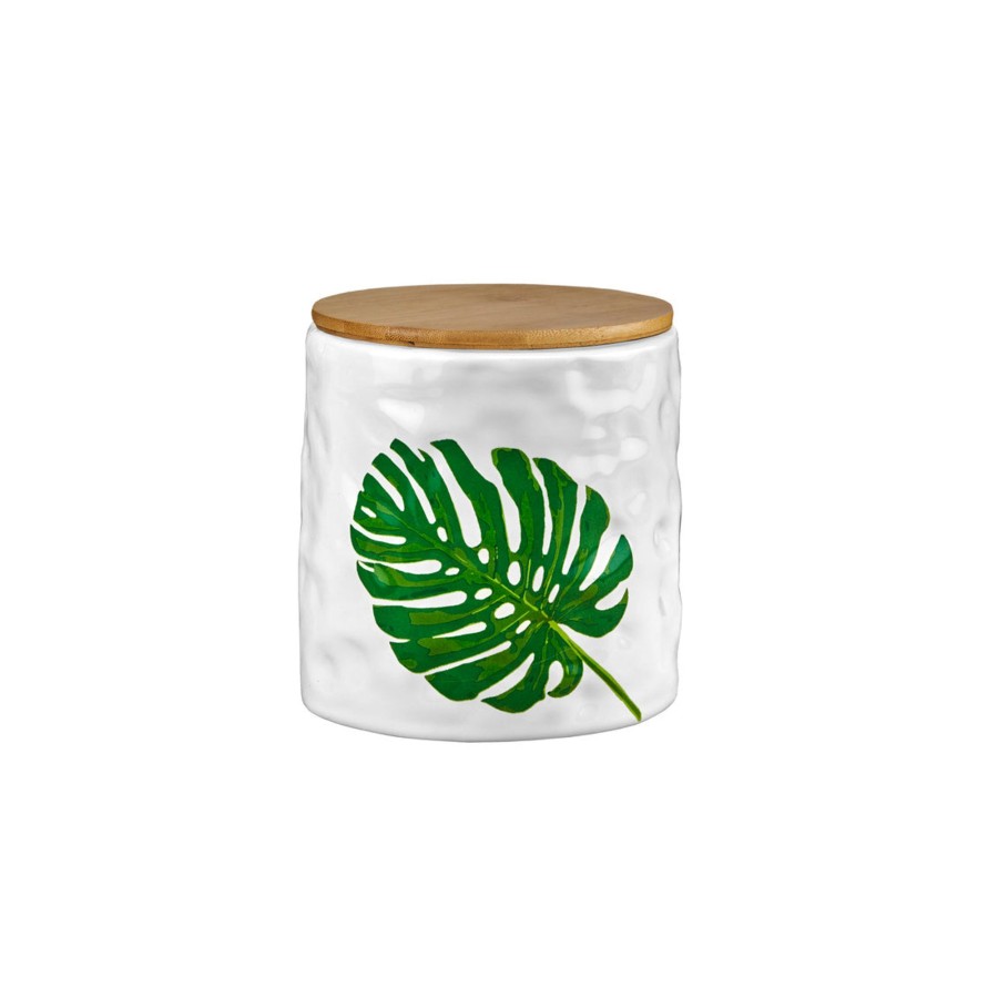 Kitchen Godinger | Monstera & Palm Leaf Small Storage Canister