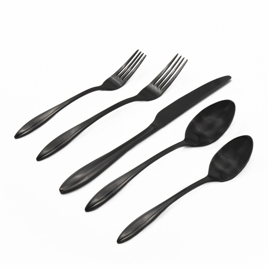 Flatware & Serveware Godinger | Unica Matte Black 18/10 Stainless Steel 20 Piece Flatware Set, Service