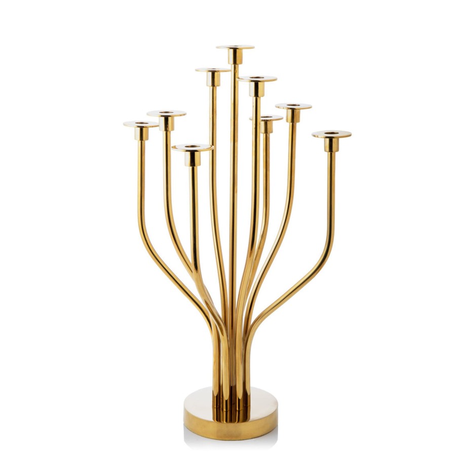 Decor Godinger | Radiant Tree 9 Light Mirrored Gold Candelabra