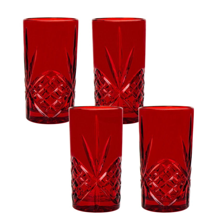 Glassware & Barware Godinger | Dublin Crystal Red Highball, Set Of 4