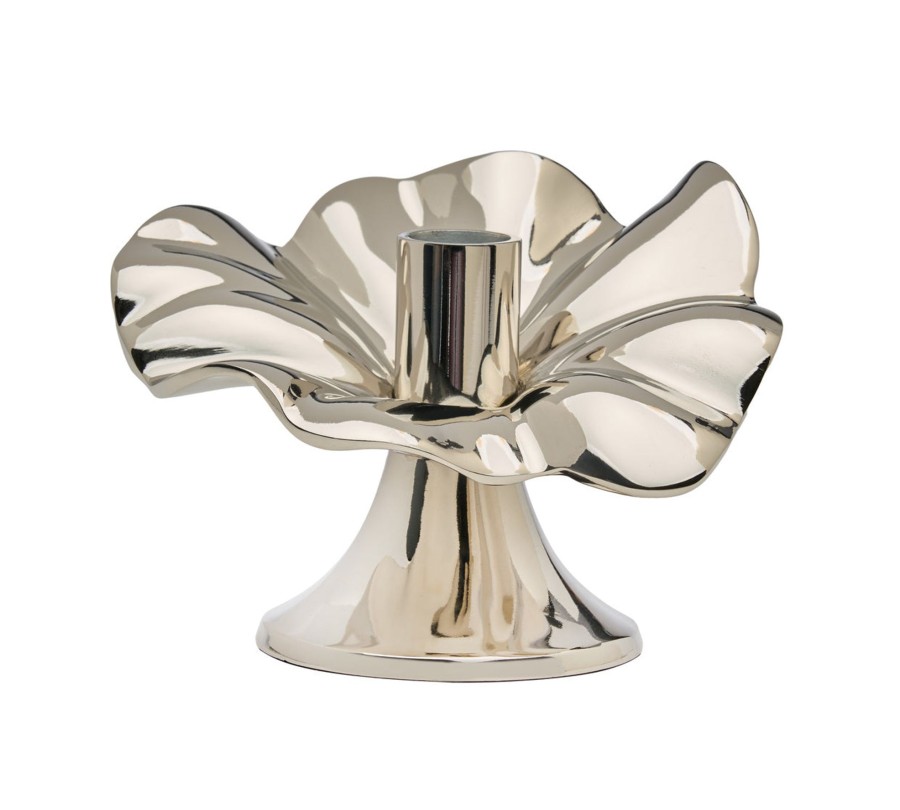 Decor Godinger | Blossom Platinum Tapered Candle Holder 6"