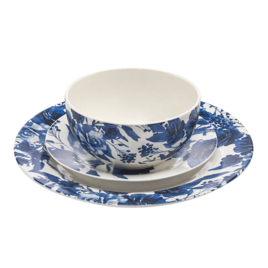 Dining Godinger | Bluetiful Florale Porcelain 16 Piece Dinnerware Set, Service For 4