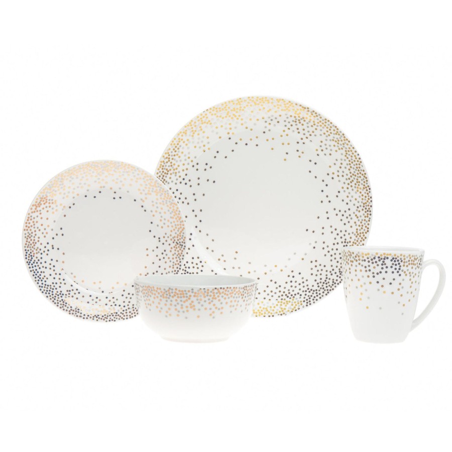 Dining Godinger | Alora Glam Porcelain 16 Piece Dinnerware Set, Service For 4