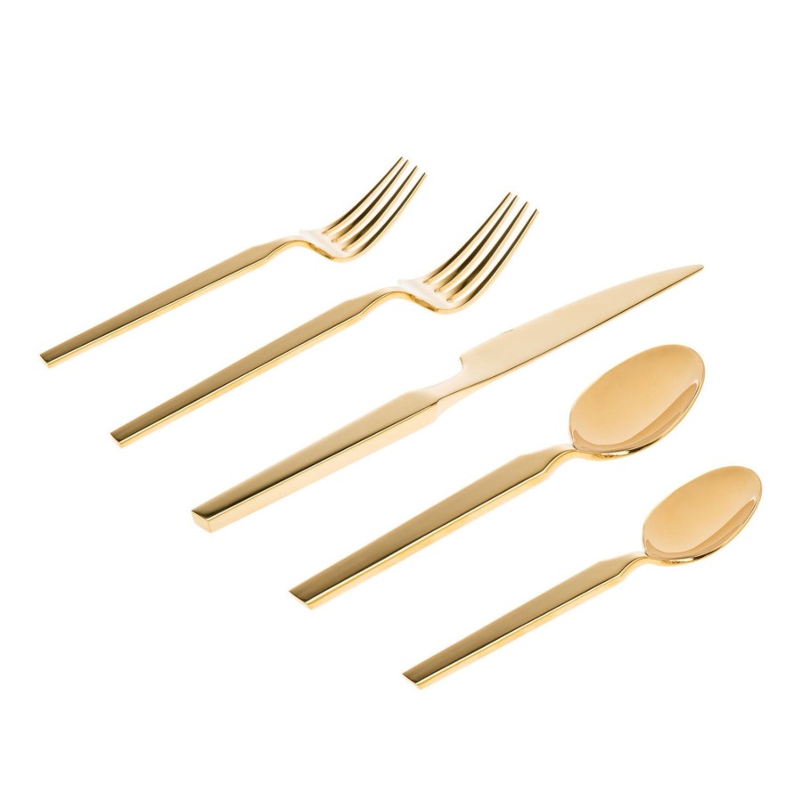 Flatware & Serveware Godinger | Podium Mirrored Gold 18/10 Stainless Steel 20 Piece Flatware Set, Serv