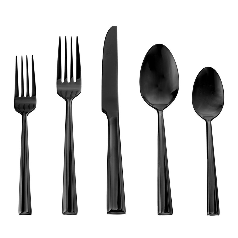 Flatware & Serveware Godinger | Plait Mirrored Black 18/0 Stainless Steel 20 Piece Flatware Set, Servi