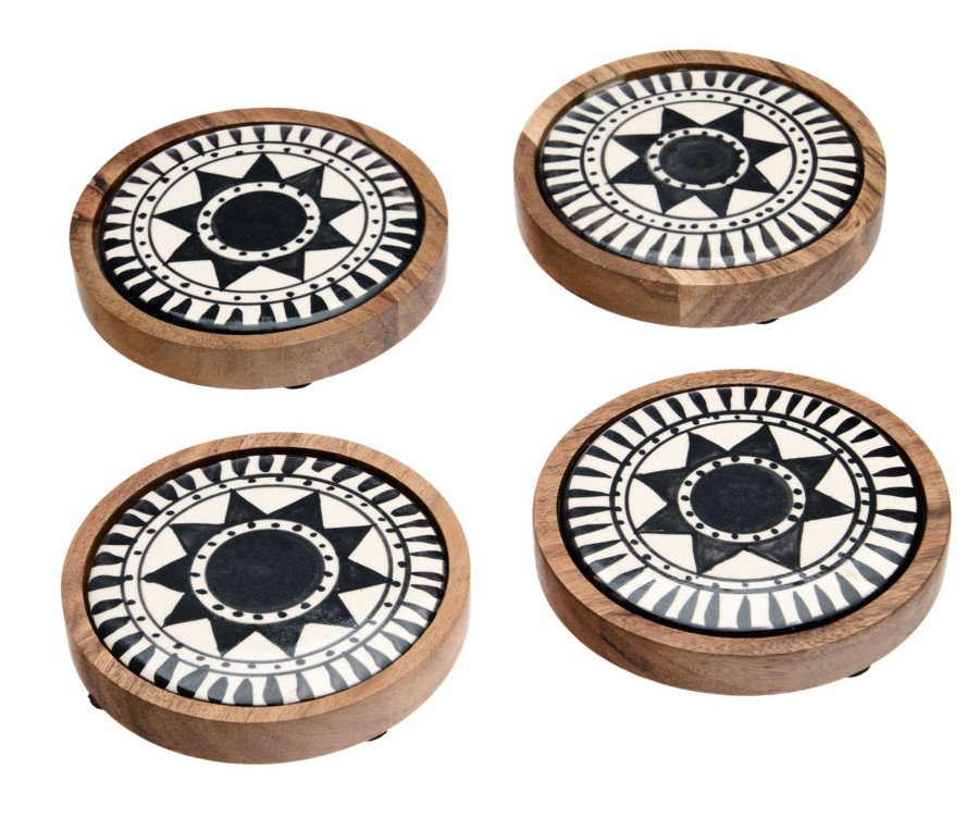 Glassware & Barware Godinger | Calle Porcelain & Wood Coaster Set