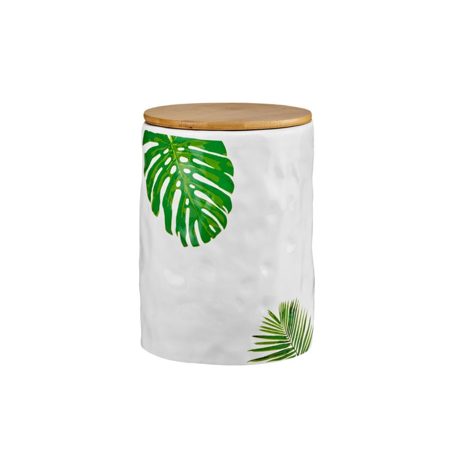 Kitchen Godinger | Monstera & Palm Leaf Medium Storage Canister