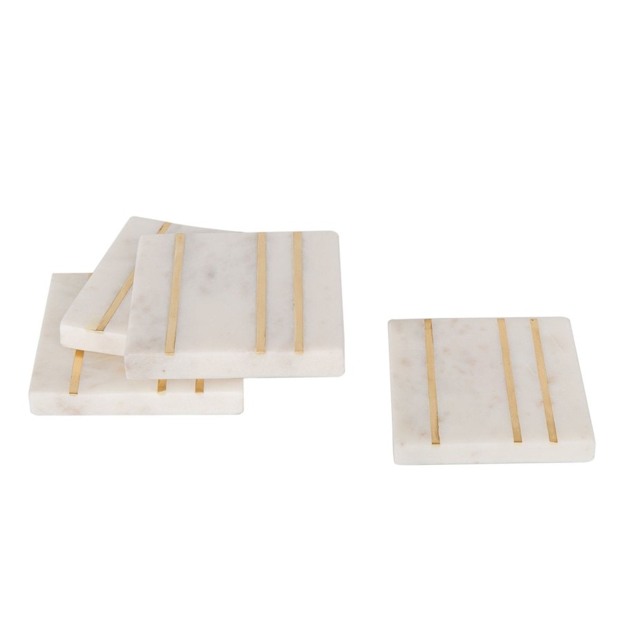 Glassware & Barware Godinger | Marble Square Inlay Coaster Set