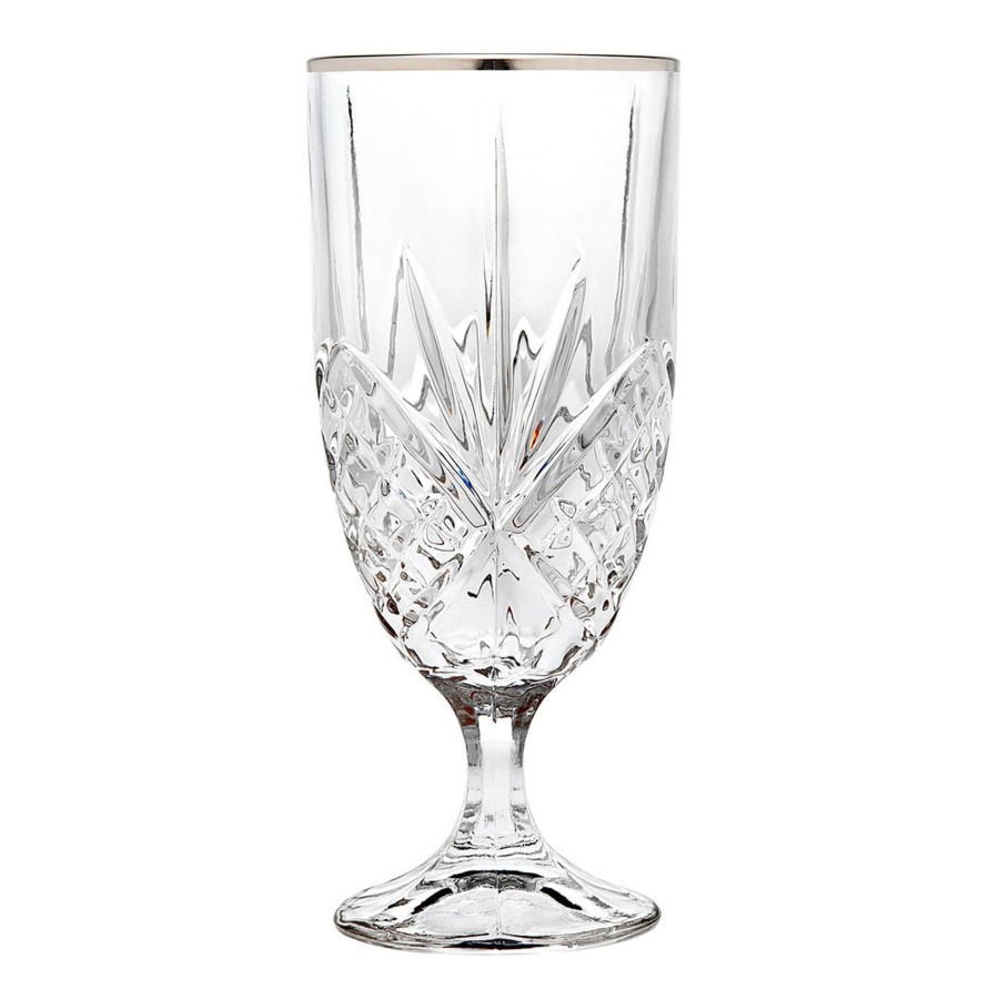 Glassware & Barware Godinger | Dublin Crystal Platinum Rim Ice Tea Glass, Set Of 4