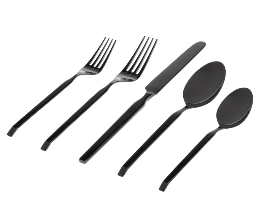 Flatware & Serveware Godinger | Ramp Mirrored Black 18/0 Stainless Steel 20 Piece Flatware Set, Servic