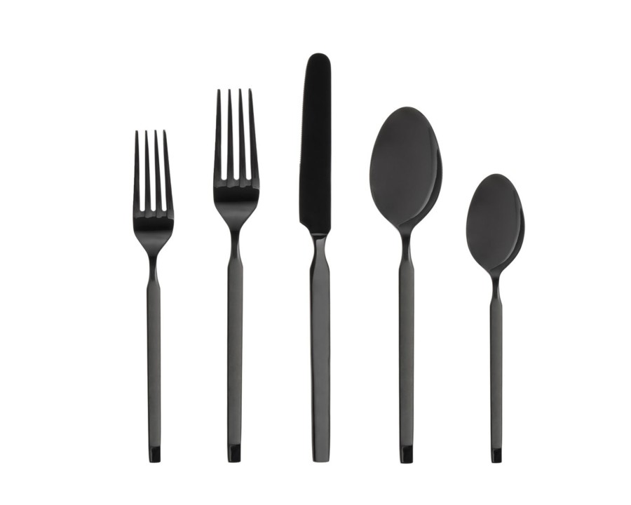 Flatware & Serveware Godinger | Ramp Mirrored Black 18/0 Stainless Steel 20 Piece Flatware Set, Servic