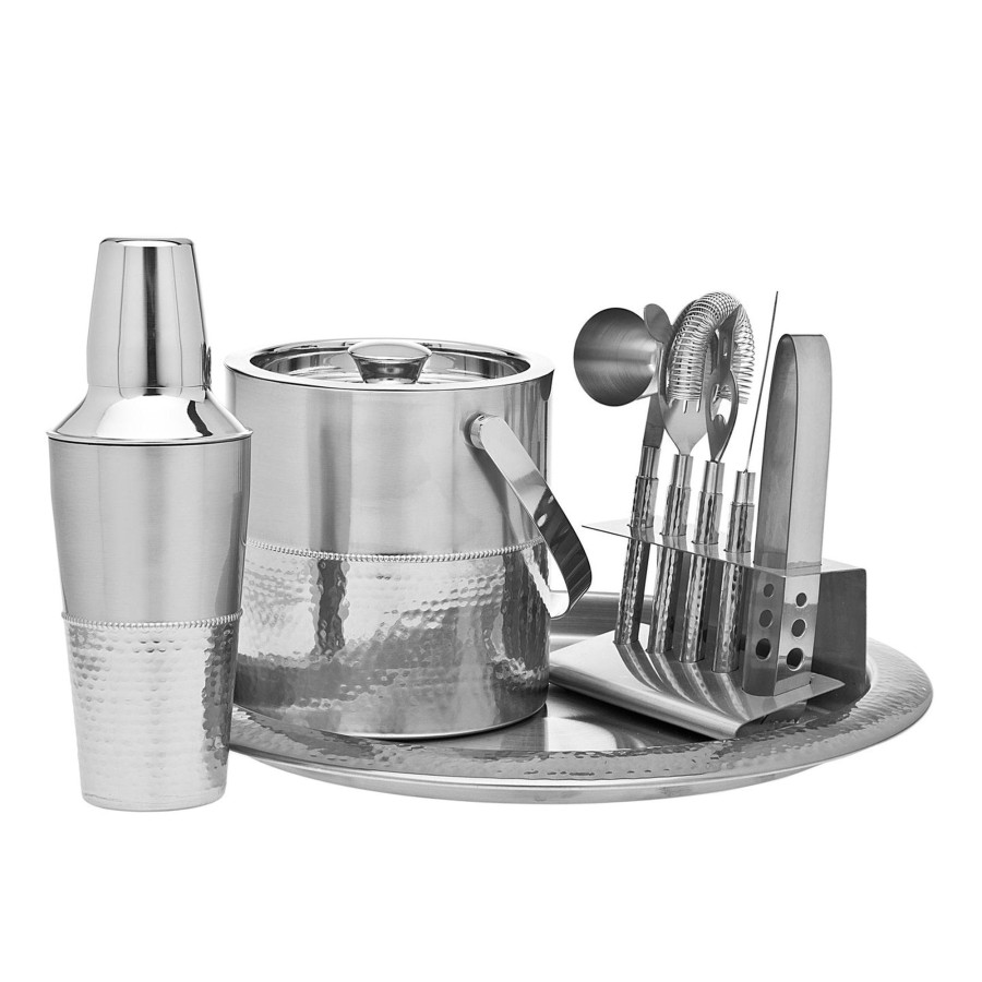 Glassware & Barware Godinger | Hammered Stainless Steel 9 Piece Bar Tool Set