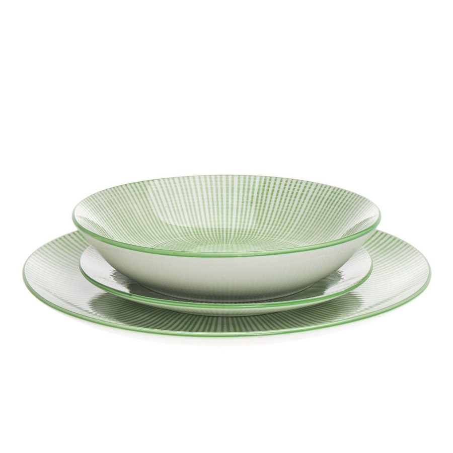 Dining Godinger | Laura Green Porcelain 12 Piece Dinnerware Set, Service For 4