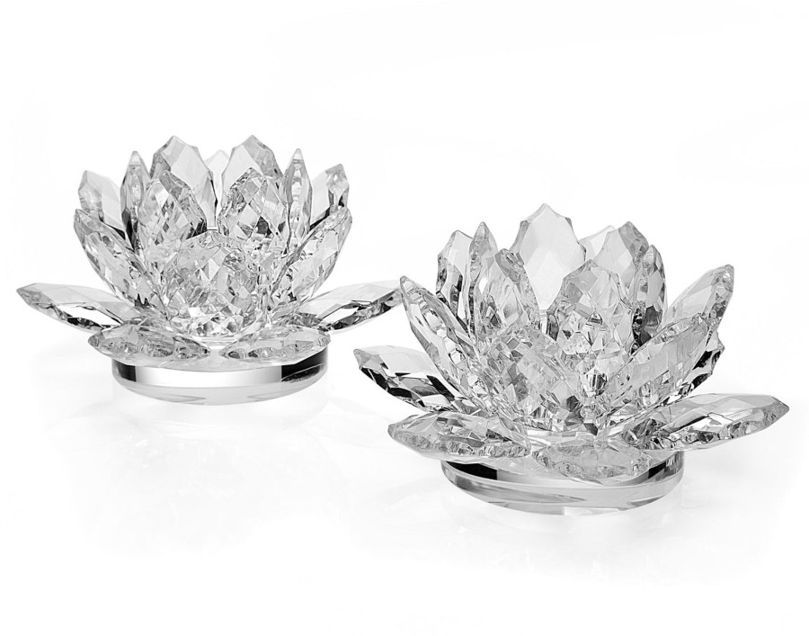 Decor Godinger | Lotus Crystal Votive Pair Candle Holders, Set Of 2