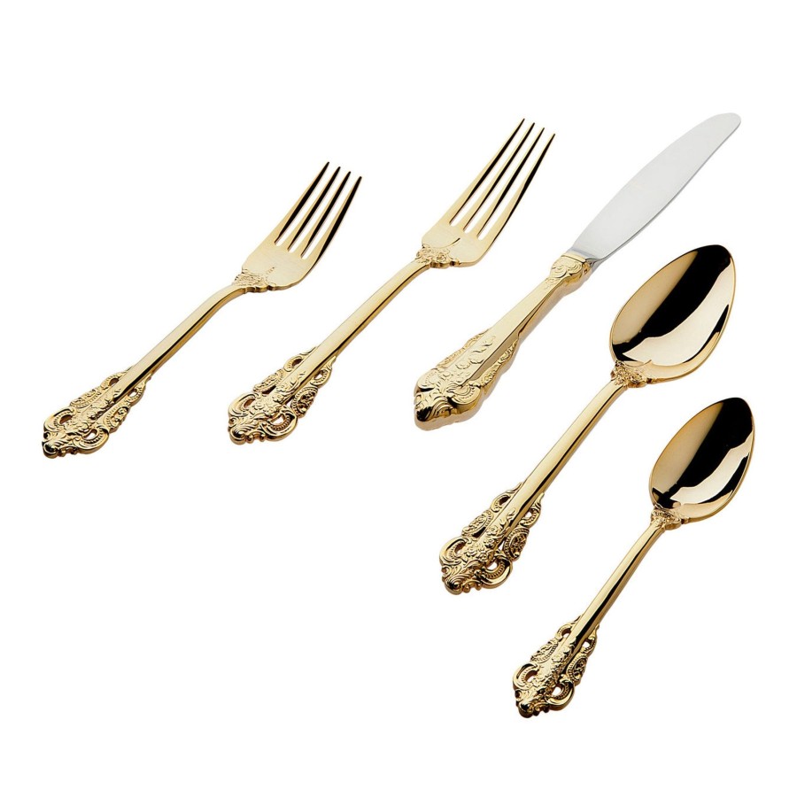 Flatware & Serveware Godinger | 20Th Century Baroque 24Kt Gold Plated 18/10 Stainless Steel 20 Piece F