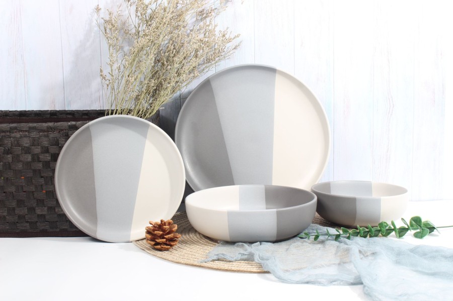 Dining Godinger | Piermont Grey 16 Piece Dinnerware Set, Service For 4