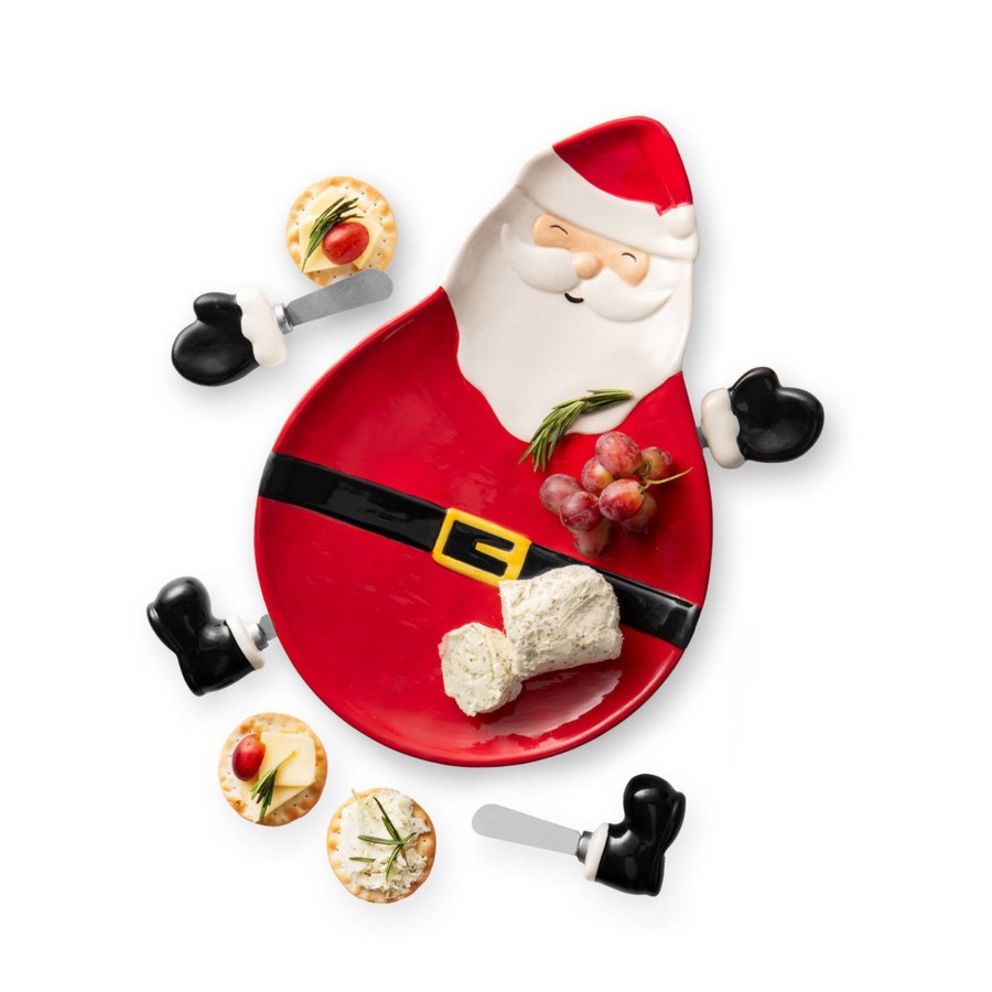 Kitchen Godinger | Santa Cheese Plate With Spreaders