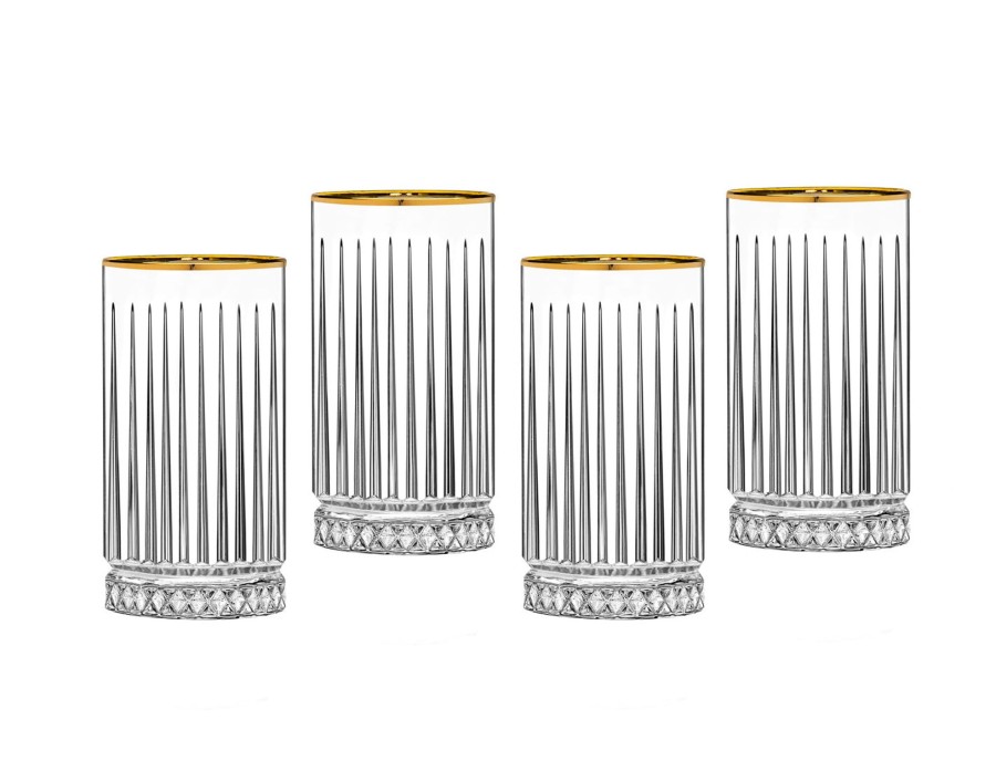 Glassware & Barware Godinger | Avenue Gold Rim Highball, Set Of 4