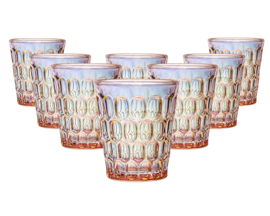 Glassware & Barware Godinger | Rex Pink Iridescent Double Old Fashion Set Of 8