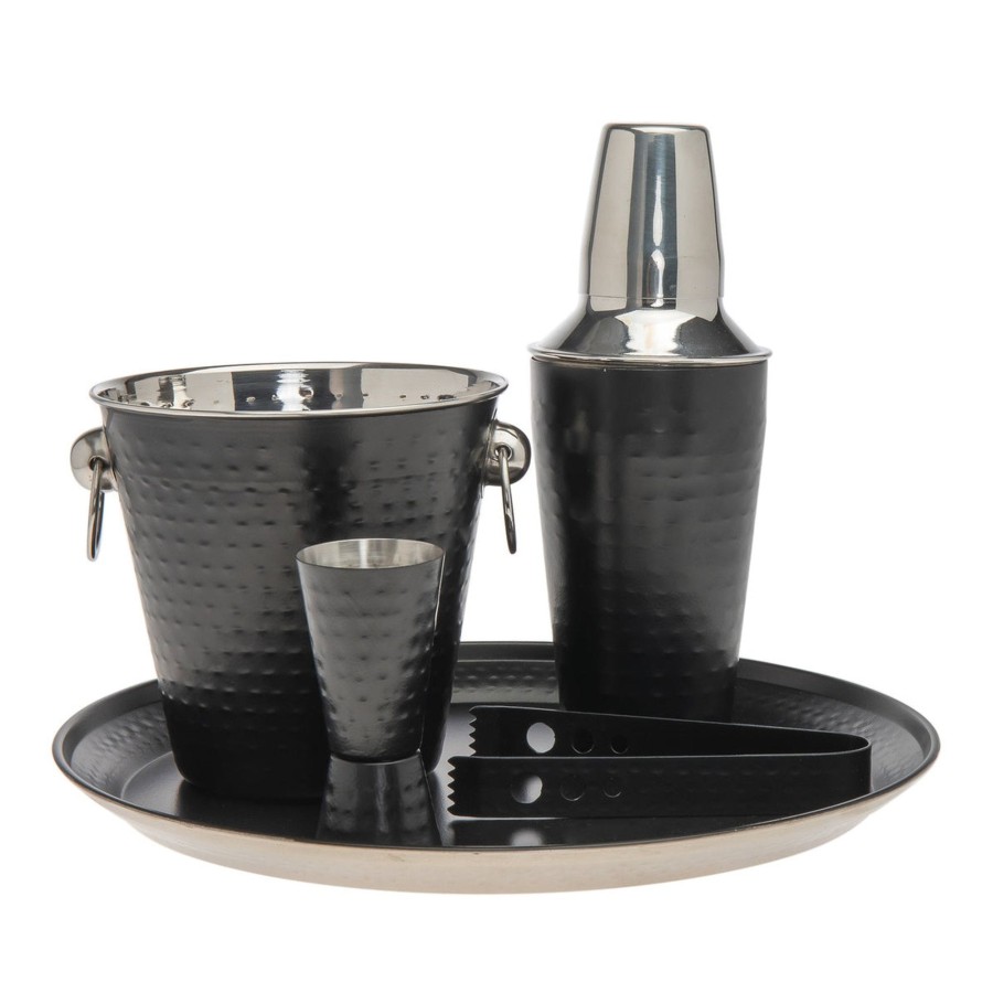 Glassware & Barware Godinger | Hammered Black 5 Piece Bar Tool Set