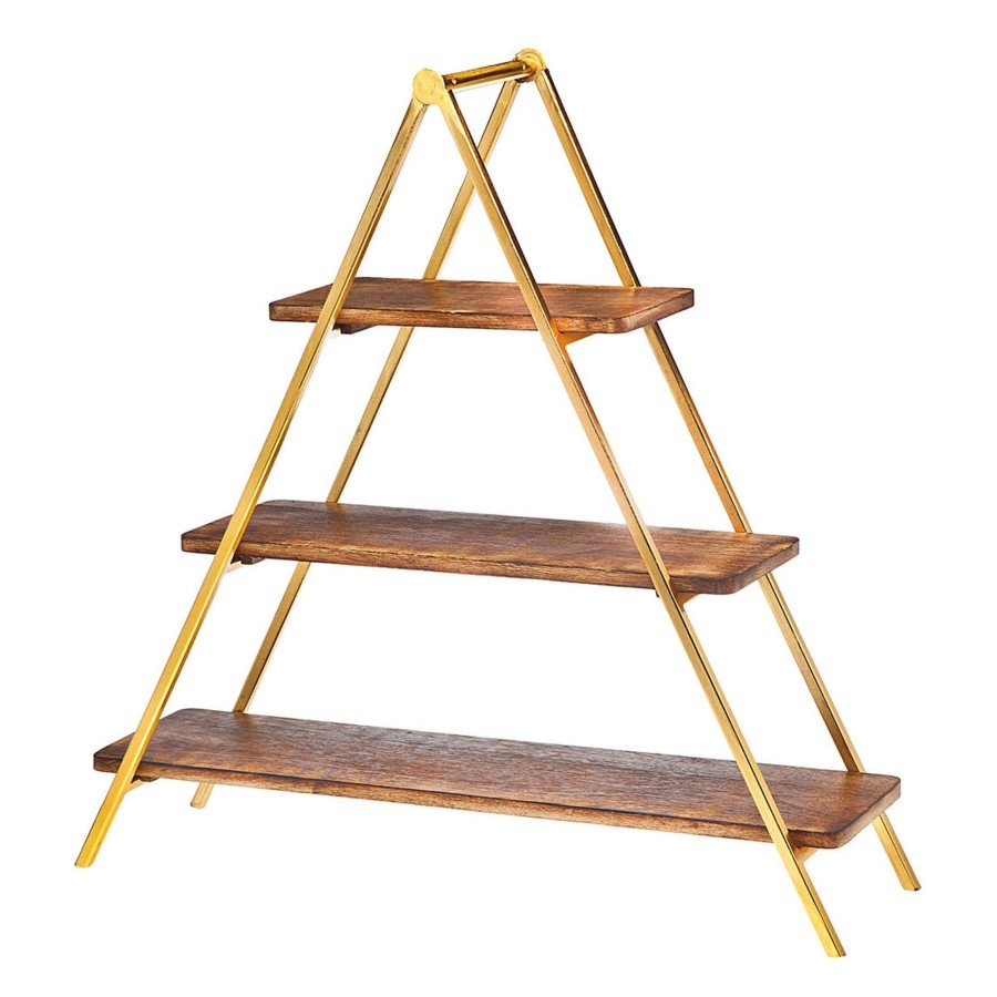 Kitchen Godinger | Ridgewood Natural & Gold 3 Tiered Server