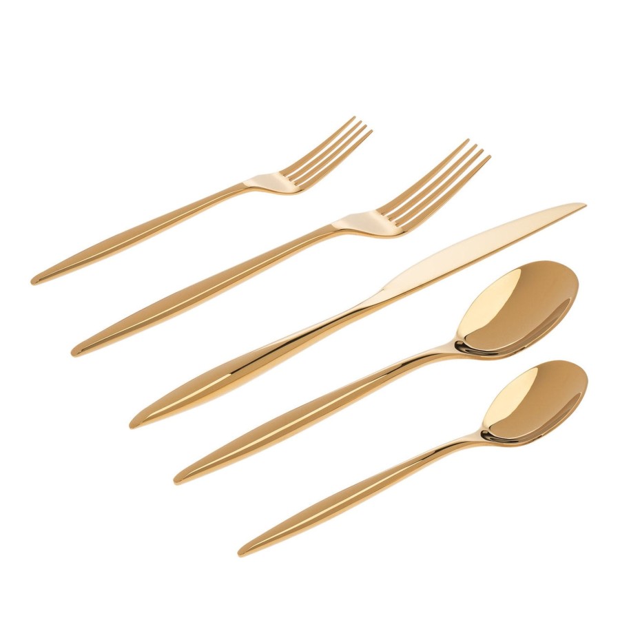 Flatware & Serveware Godinger | Milano Mirrored Gold 18/10 Stainless Steel 20 Piece Flatware Set, Serv