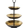 Kitchen Godinger | Munro Black & Gold Hammered 3 Tiered Server