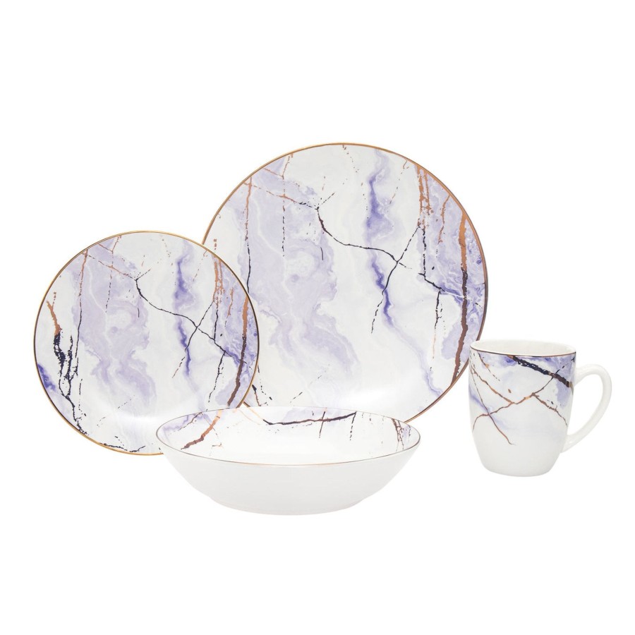 Dining Godinger | Devon Porcelain 16 Piece Dinnerware Set, Service For 4