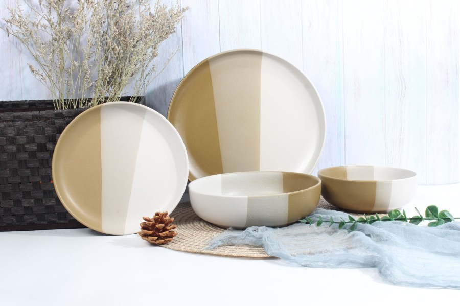 Dining Godinger | Piermont Natural 16 Piece Dinnerware Set, Service For 4