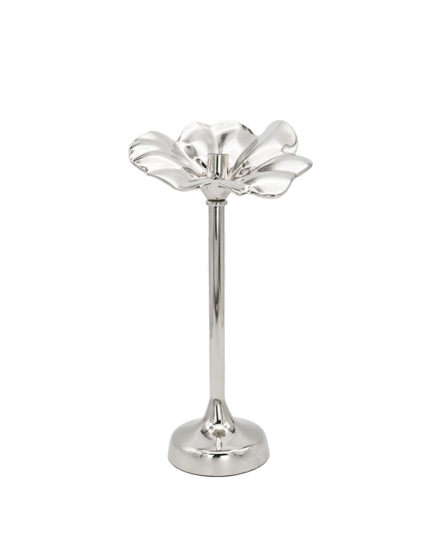 Decor Godinger | Blossom Platinum Tapered Candle Holder 15.75"