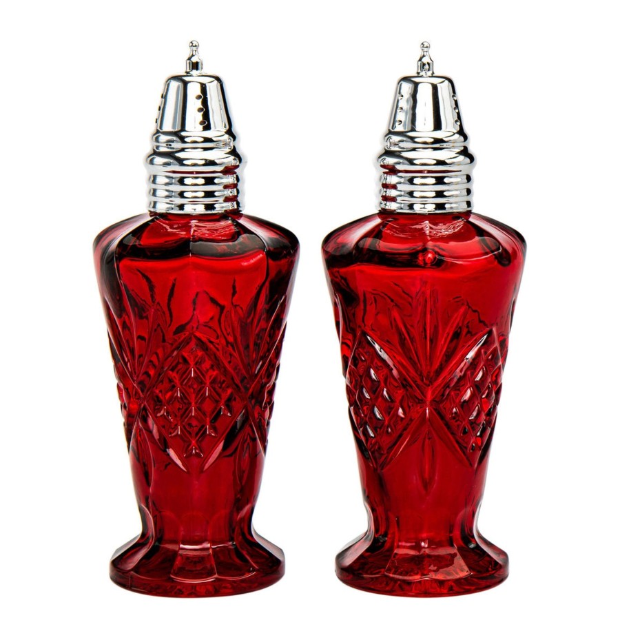 Kitchen Godinger | Dublin Crystal Red Salt & Pepper Shaker Set