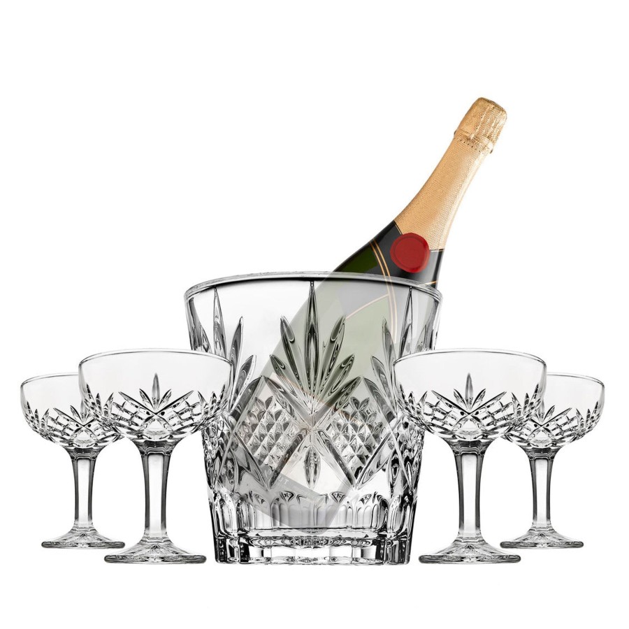 Glassware & Barware Godinger | Dublin Crystal 5 Piece Champagne Ice Bucket And Champagne Coup Set