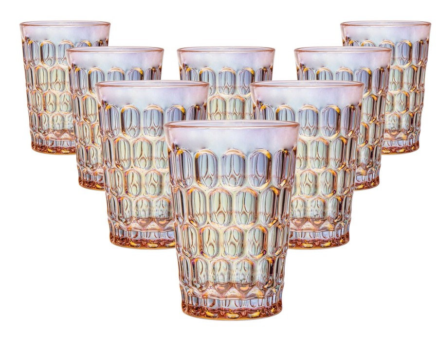 Glassware & Barware Godinger | Rex Pink Iridescent Highball Set Of 8