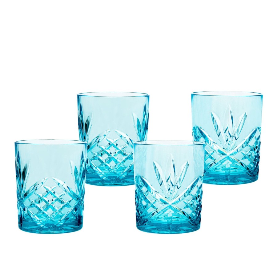 Glassware & Barware Godinger | Dublin Acrylic Blue Double Old Fashion, Set Of 4