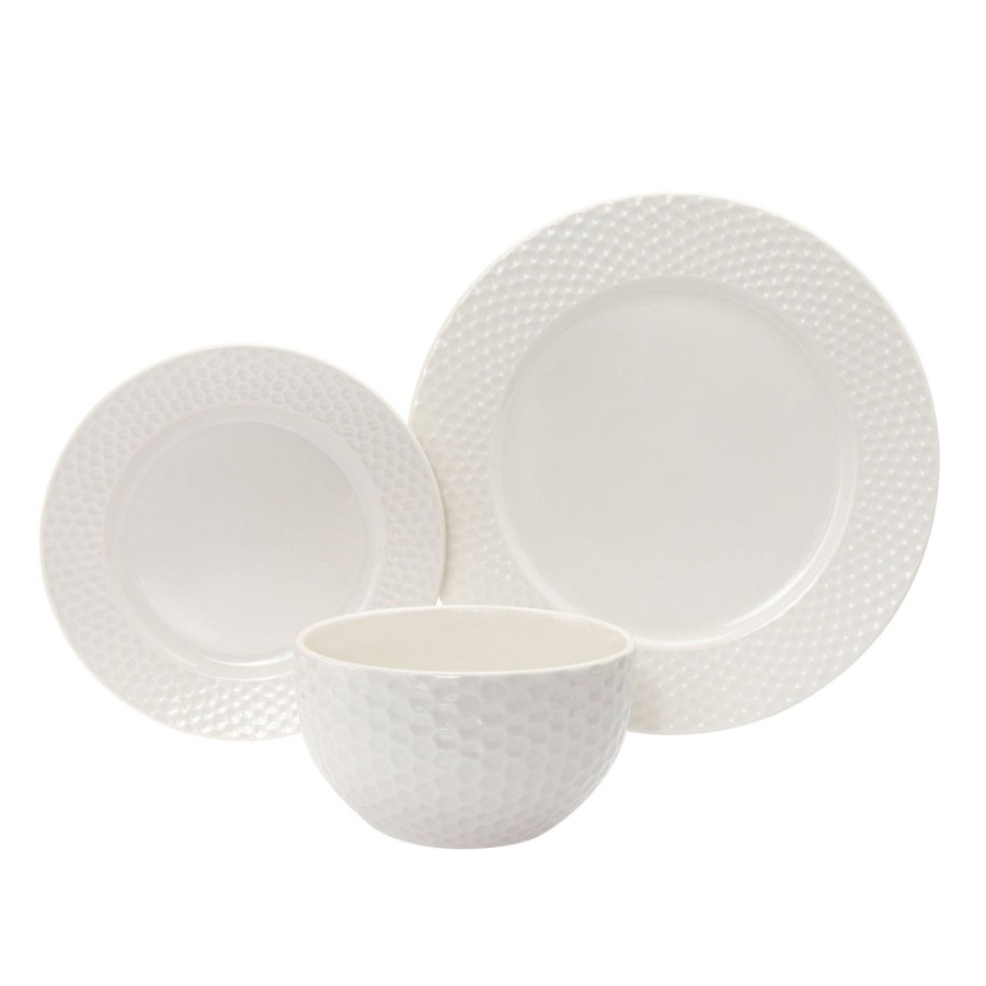 Dining Godinger | Fossette Porcelain 18 Piece Dinnerware Set, Service For 6