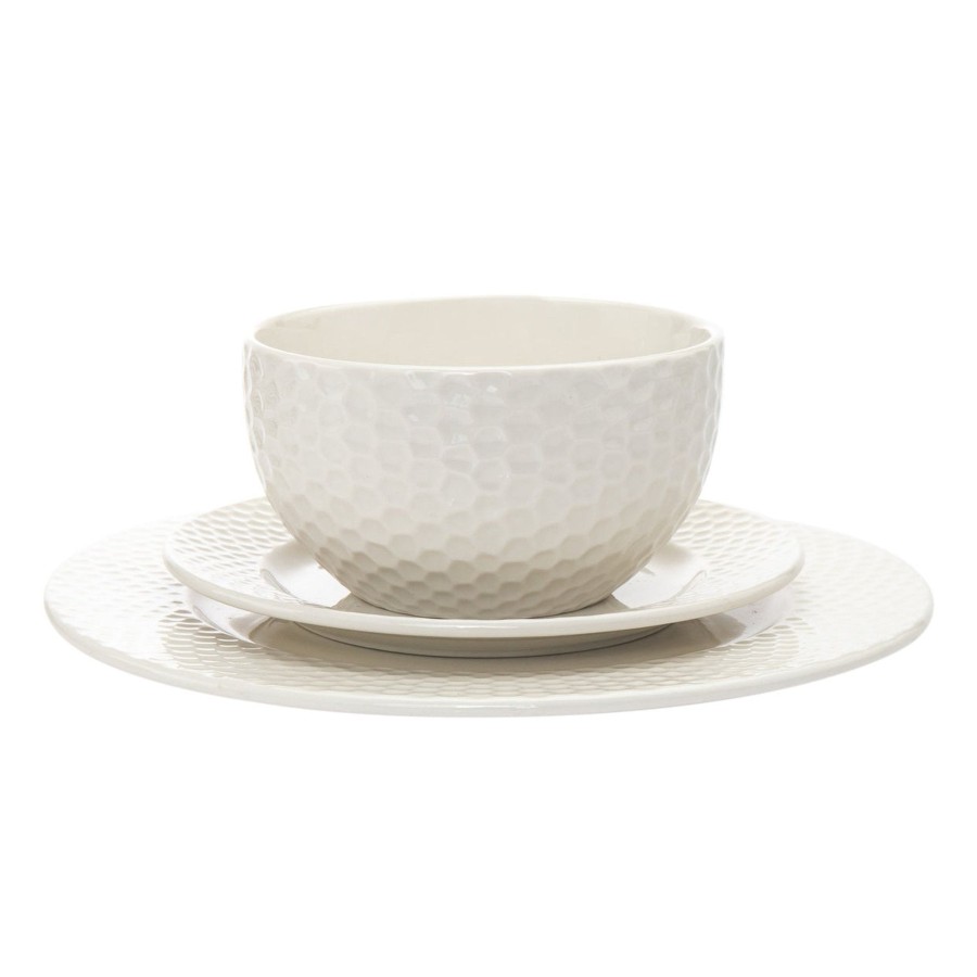 Dining Godinger | Fossette Porcelain 18 Piece Dinnerware Set, Service For 6