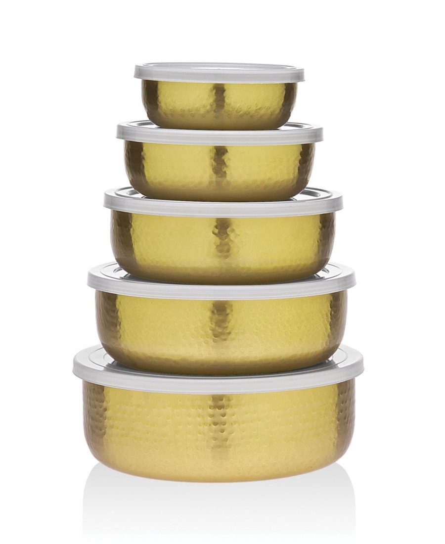 Kitchen Godinger | Hammered Gold 5 Piece Storage Bowl Set