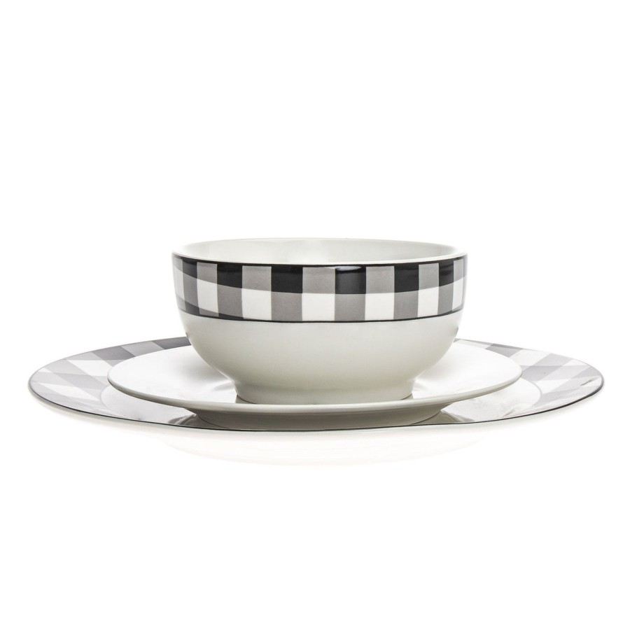 Dining Godinger | Damier Porcelain 12 Piece Dinnerware Set, Service For 4