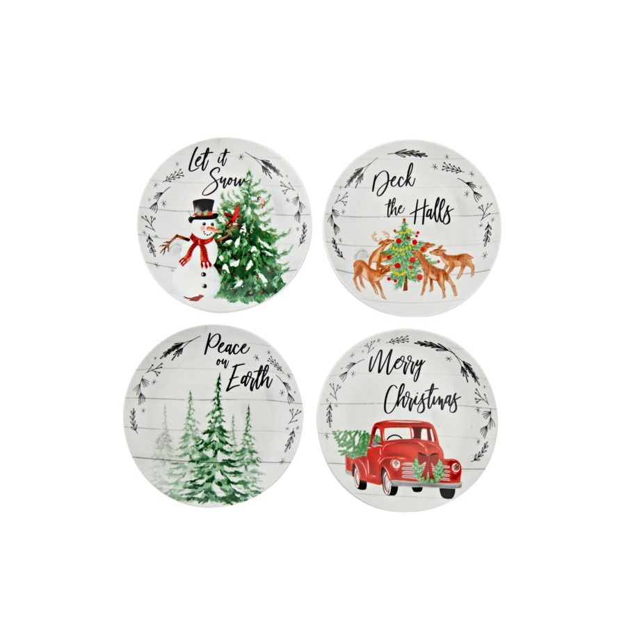 Flatware & Serveware Godinger | Deck The Halls Appetizer Plate, Set Of 4