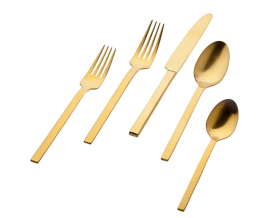 Flatware & Serveware Godinger | Atlas Matte Gold 18/0 Stainless Steel 20 Piece Flatware Set, Service F