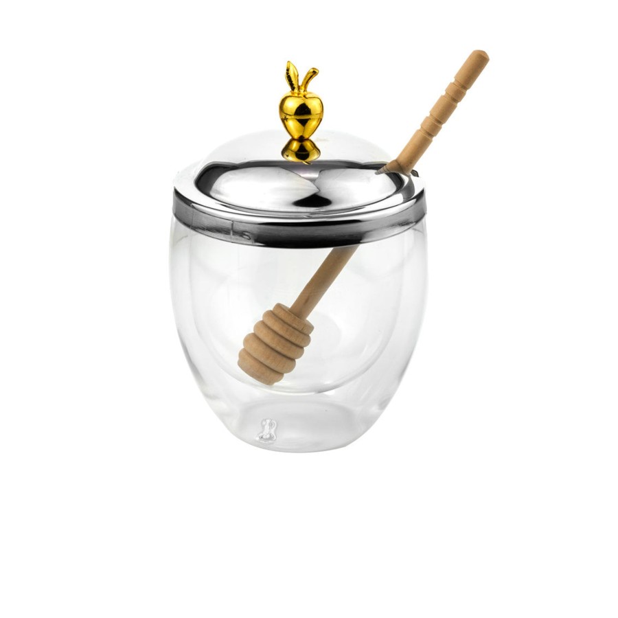 Kitchen Godinger | Apple Double Walled Honey Jar With Honey Dipper