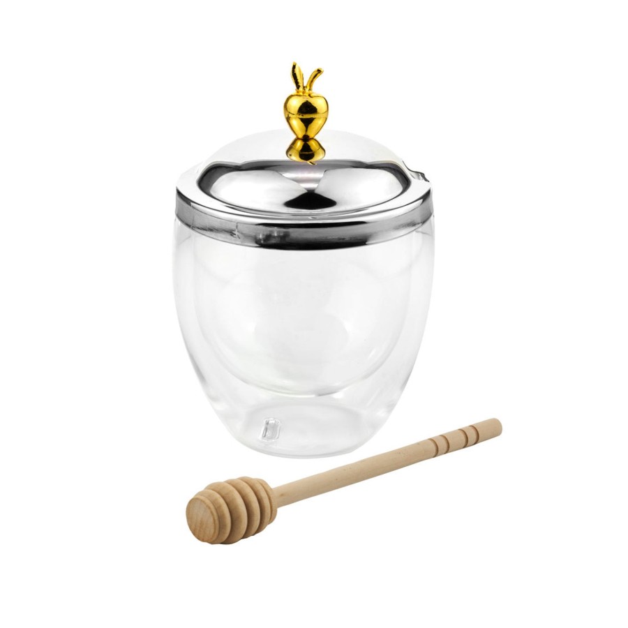 Kitchen Godinger | Apple Double Walled Honey Jar With Honey Dipper