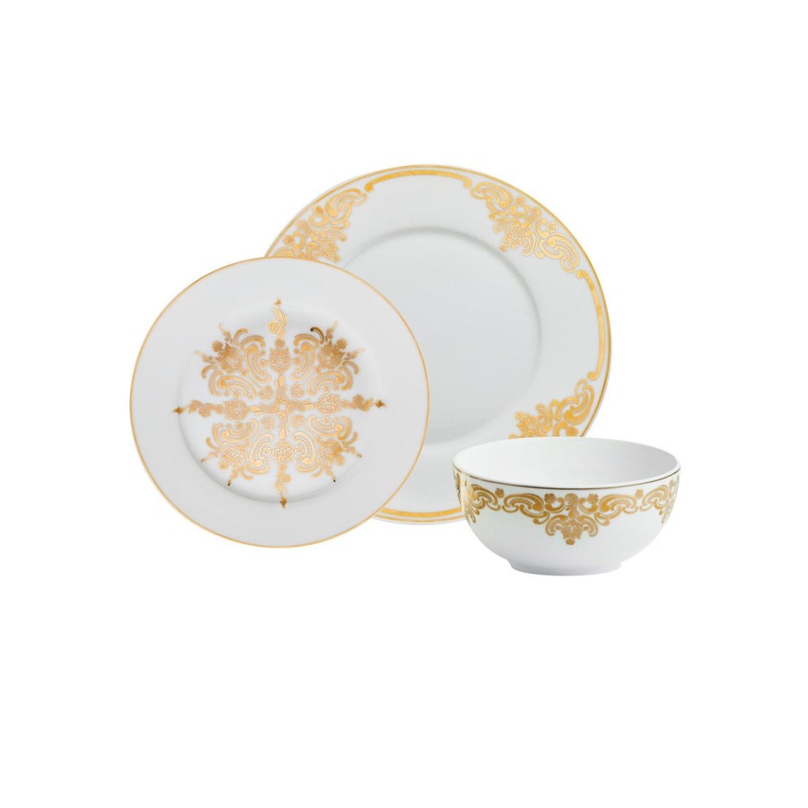 Dining Godinger | 20Th Century Baroque Bone China 12 Piece Dinnerware Set, Service For 4