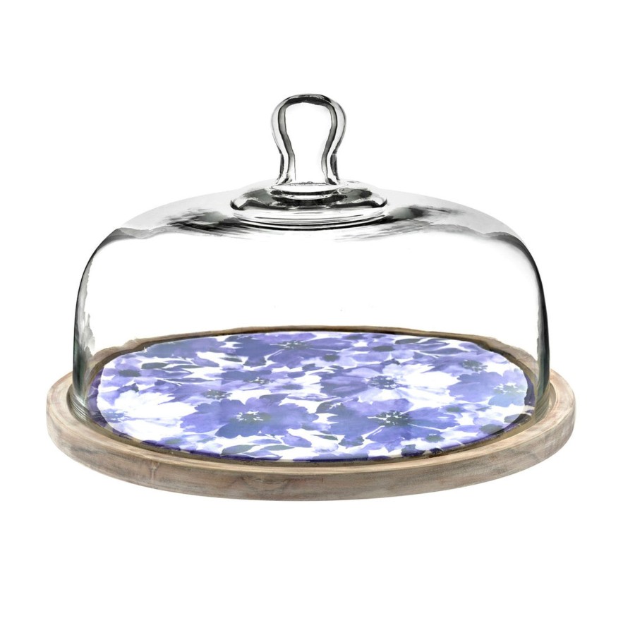 Kitchen Godinger | Claro Blue & Whitewash Floral Cake Dome