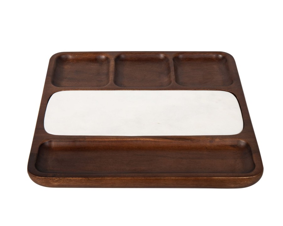 Kitchen Godinger | Variks Wood & Marble Appetizer Platter