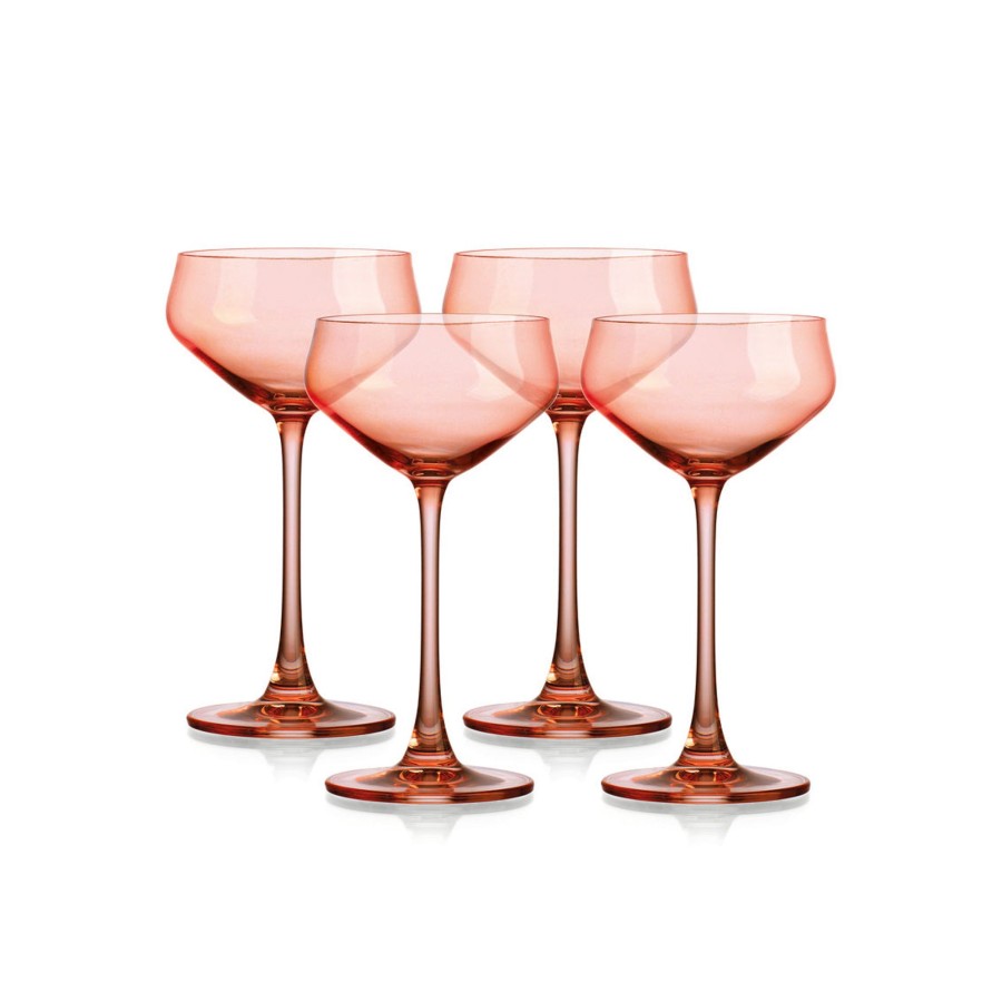 Glassware & Barware Godinger | Sheer Coral Champagne Coupe, Set Of 4