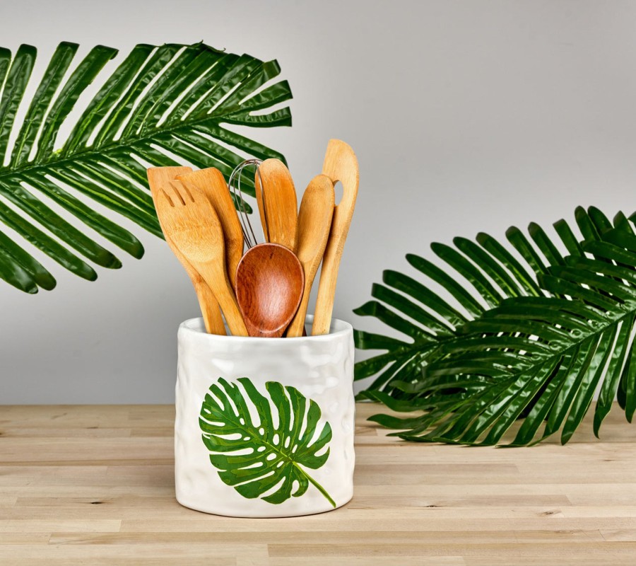 Kitchen Godinger | Monstera & Palm Leaf Tool Crock