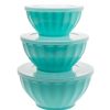 Kitchen Godinger | Teal Fluted 3 Piece Storage Bowl Set