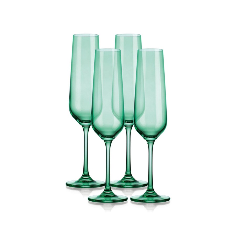 Glassware & Barware Godinger | Sheer Light Green Flute, Set Of 4